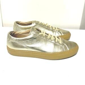 Common Projects Original Achilles Sneaker Shiny Gold Leather Lace Up 36 US 6